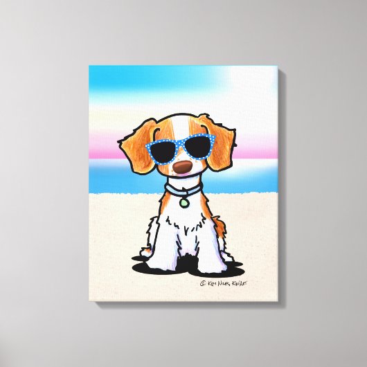 KiniArt Brittany Dog Beach Canvas Afdruk (Voorkant)