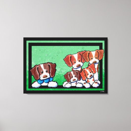 KiniArt Brittany Dogs Art Canvas Afdruk (Voorkant)