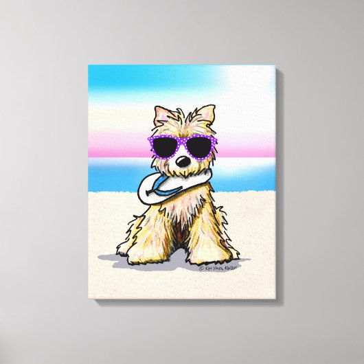 KiniArt Cairn Terrier Dog Beach Canvas Afdruk (Voorkant)