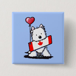 KiniArt Canadese Westie Vierkante Button 5,1 Cm