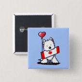 KiniArt Canadian Westie Vierkante Button 5,1 Cm (Voorkant /achterkant)
