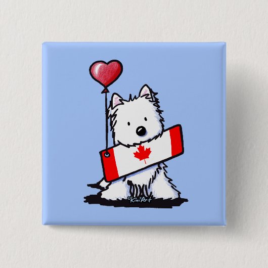 KiniArt Canadian Westie Vierkante Button 5,1 Cm (Voorkant)