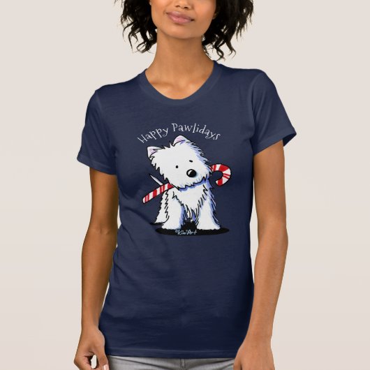 KiniArt Candy Cane Westie T-shirt (Voorkant)