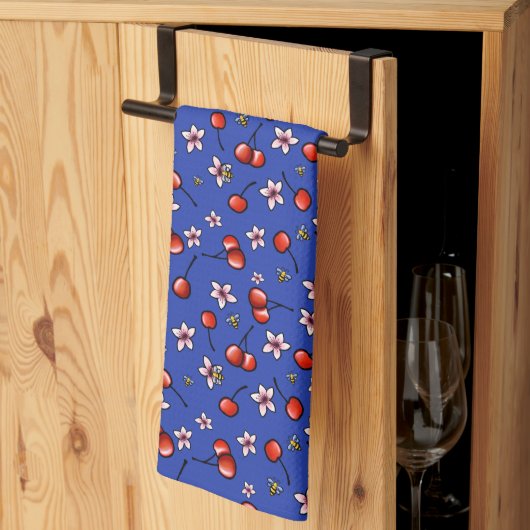 KiniArt Cherries en Blossom Kitchen Towel Theedoek (Derde Gevouwen)
