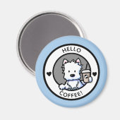 KiniArt Coffee Westie Magnet Magneet (Voorkant / Achterkant)
