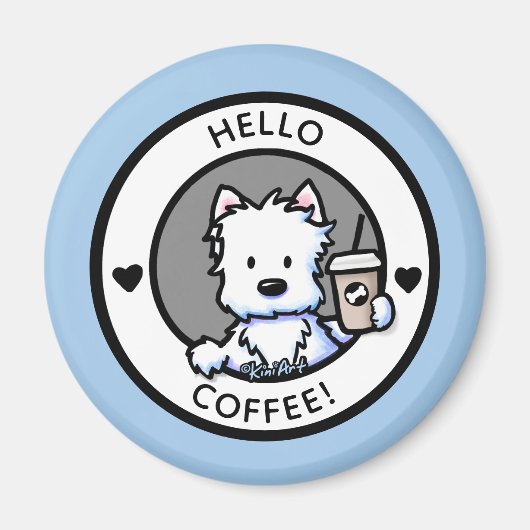 KiniArt Coffee Westie Magnet Magneet (Voorkant)