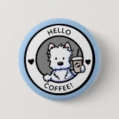 KiniArt Coffee Westie Ronde Button 5,7 Cm (Voorkant)