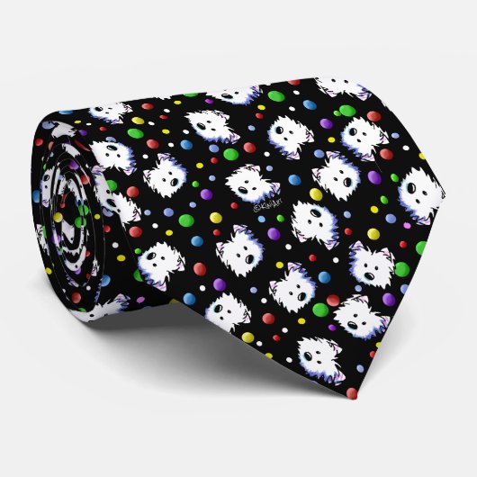 KiniArt Confetti Westie Stropdas (Opgerold)