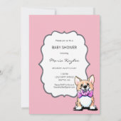 KiniArt Corgi rose bébé douche Invitations (Dos)