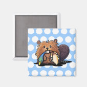 KiniArt Cute Beaver Magnet Magneet (Voorkant / Achterkant)