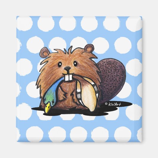 KiniArt Cute Beaver Magnet Magneet (Voorkant)