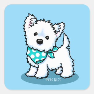 KiniArt Cutieface Westie Vierkante Sticker