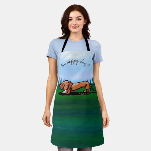 KiniArt Dachshund All-Over Print Apron Schort (Gedragen)