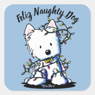 KiniArt Delighted Westie Vierkante Sticker