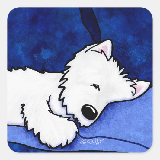 KiniArt Dog Vermoeide Westie Square Sticker (Voorkant)