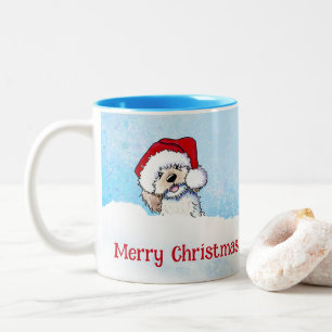 KiniArt Doodle Puppy Kerstmis Tweekleurige Koffiemok