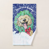 KiniArt DoodleMoji Goldendoodle Noël Bain de Noël (Serviette à main)