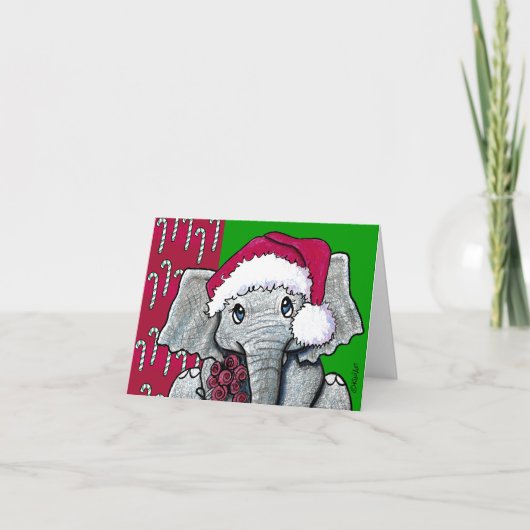 KiniArt Elephant-kerstKaart Feestdagen Kaart (Voorkant)