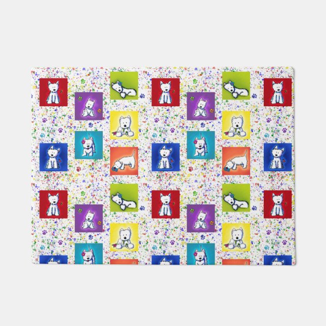 KiniArt Flowerbox Westies Deurmat (Voorkant)