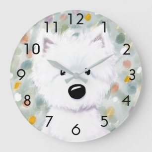 KiniArt Fluffy Westie Impressions Grote Klok