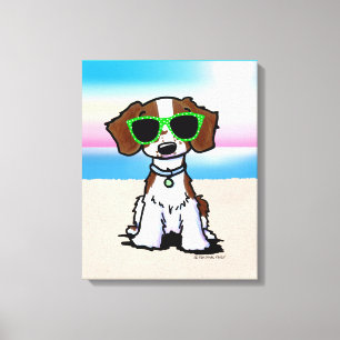 KiniArt French Brittany Dog Beach Canvas Afdruk