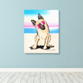 KiniArt German Shepherd Beach Canvas Afdruk (Insitu (Houten vloer))