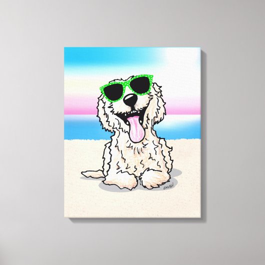 KiniArt Goldendoedle Dog Beach Canvas Afdrukken (Voorkant)