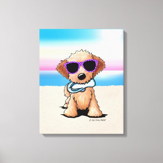 KiniArt Goldendole Dog Beach Canvas Afdruk (Voorkant)