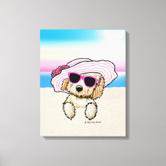 KiniArt Goldendole Dog Beach Canvas Afdruk