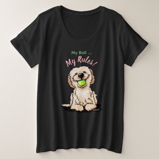 KiniArt Goldendoodle MY BALL T-shirt (Design devant)