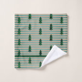 KiniArt Green Plaid Arbres (Gant de toilette)