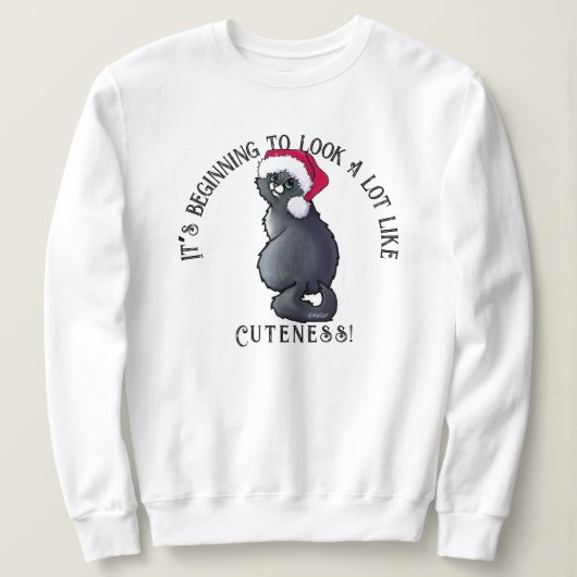 KiniArt Grey Chat Sweatshirt de Noël (Design devant)