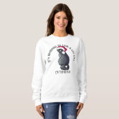 KiniArt Grey Chat Sweatshirt de Noël (Devant entier)