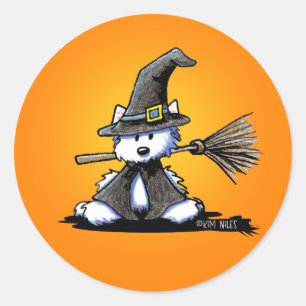 KiniArt Halloween Westie Witch Sticker
