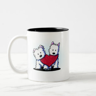 KiniArt Heartfelt Westie Duo Tweekleurige Koffiemok