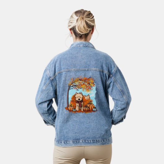 KiniArt herfst Cairn Terrier Denim Jacket (Model)