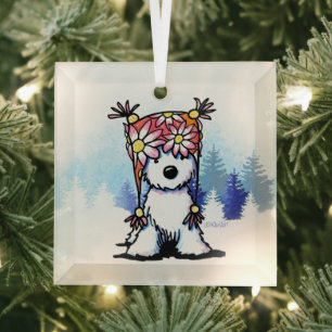 KiniArt Hiver Westie Terrier Ornement en verre