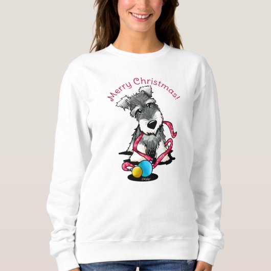 KiniArt Kerstmis Mini Schnauzer Sweatshirt (Voorkant)