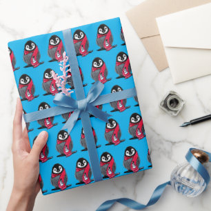 KiniArt-kerstpinguïn-omslagpapier Cadeaupapier