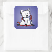 KiniArt Leash Westie Square Sticker (Tas)