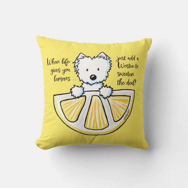 KiniArt Life Lemons Westie Coussin (Recto)