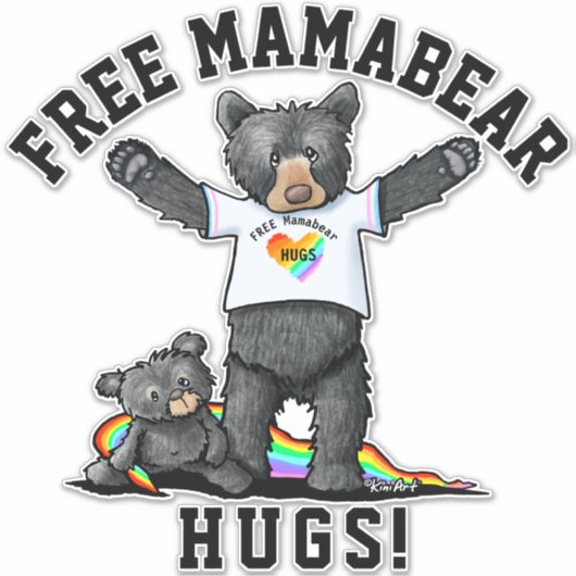 KiniArt Mama Beer Hugs Sticker (Voorkant)