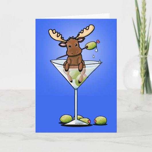 KiniArt Moose Martini Feestdagen Kaart (Voorkant)