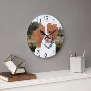 KiniArt Oranje Brittany Dog Clock Grote Klok