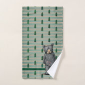 KiniArt Ours noir et arbres (Serviette à main)