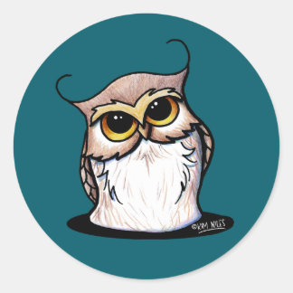 KiniArt Owl Classic Round Sticker