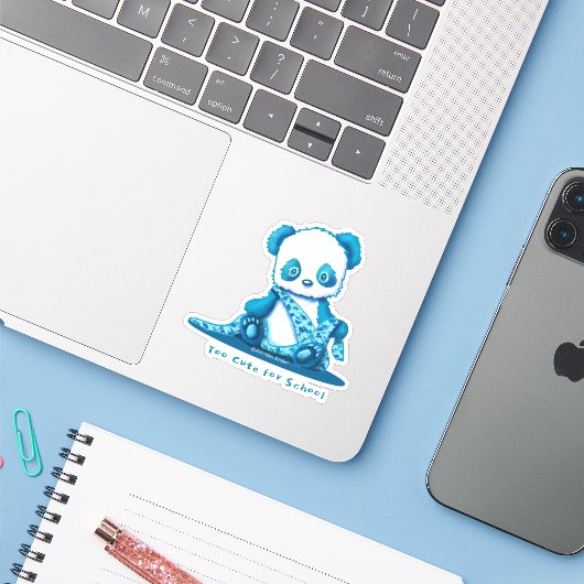KiniArt Panda Cub Sticker (Laptop met iPhone)