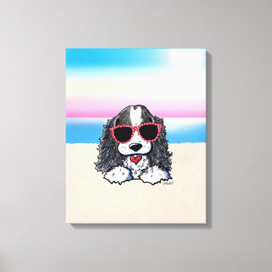 KiniArt Parti Cocker Spaniel Dog Beach Canvas Prin Afdruk (Voorkant)