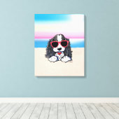 KiniArt Parti Cocker Spaniel Dog Beach Canvas Prin Afdruk (Insitu (Houten vloer))