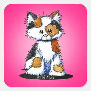 KiniArt Patches Calico Kitten Carré Sticker